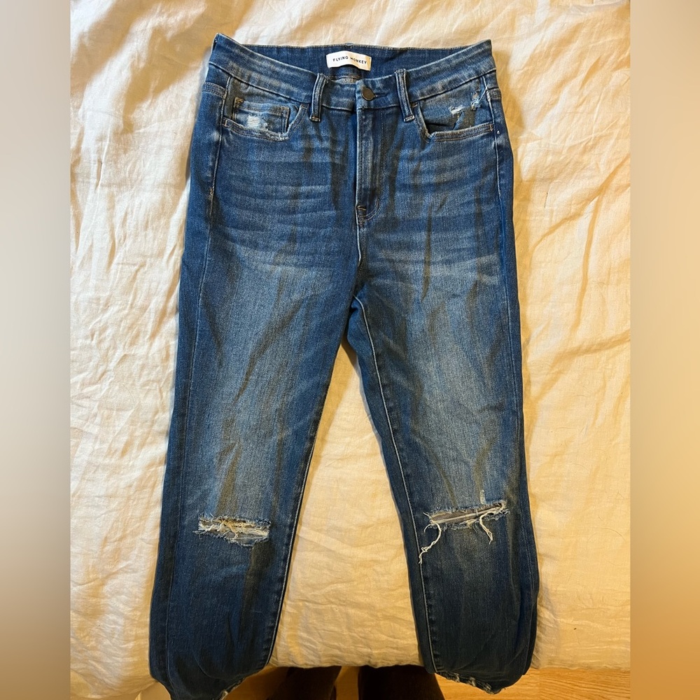 Flying Monkey Dark Blue Distressed Skinny Jeans